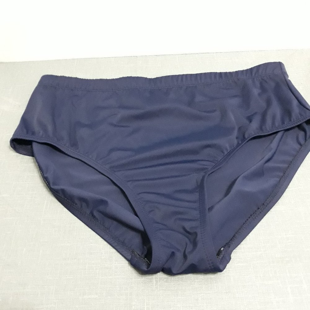 Swimsuits For All  Mid Waist Navy Blue Bikini Bottom for Women